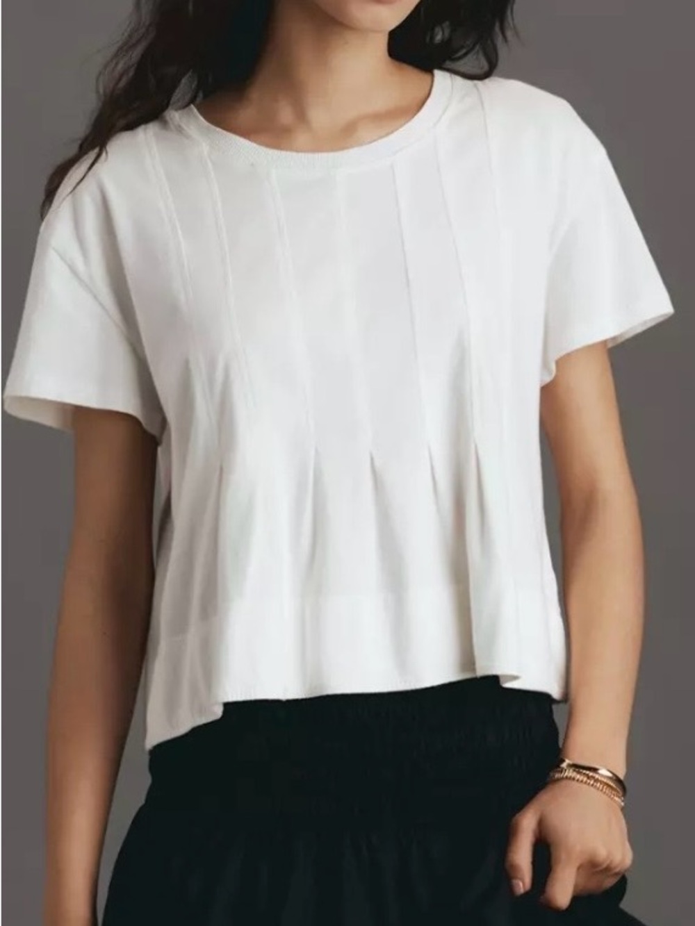 Pilcro White Pintuck  Pleated Swing Top